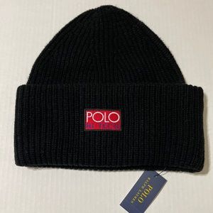 Polo Ralph Lauren Beanie Winter Cap Hi Tech Black RARE